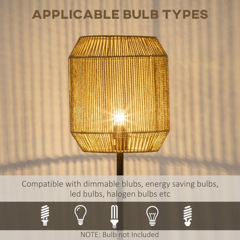 Floor Lamp with Hand Woven Rattan Shade Ideal for Cosy Living Rooms, Natural Brown