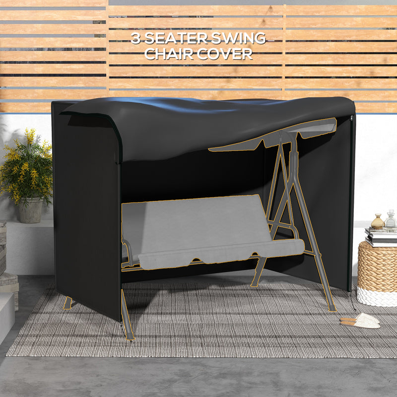 Garden Swing Chair Cover Waterproof Weatherproof Protection for Three Seater Black AOSOM
