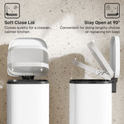 30L Pedal Kitchen Bin With Soft Close Lid And Removable Inner Bucket For Home Use White