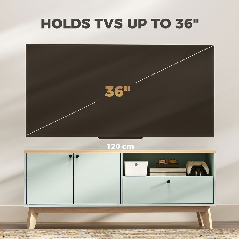 TV Stand with Adjustable Storage and Cable Management for Tidy Living Room Light Green Oak AOSOM