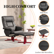 Black Faux Leather Manual Recliner Armchair with Matching Footstool Set by HOMCOM
