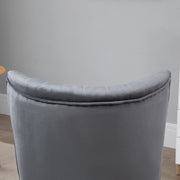 Modern Fabric Accent Chair With Thick Padding And Wooden Legs For Living Room, Grey