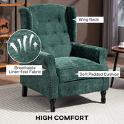 Reclining Vintage Armchair with Footrest Ideal for Relaxing in Lounge or Study Dark Green