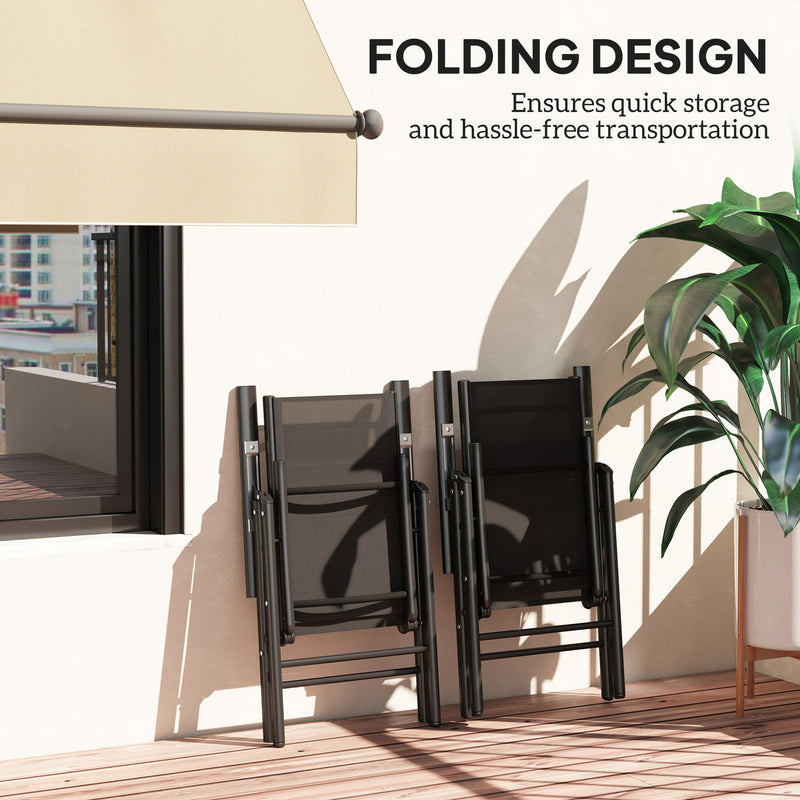 Set of 2 Folding Aluminium Camping Chairs with Breathable Mesh Back and Armrests by Outsunny