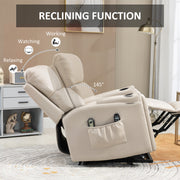 Electric Riser Recliner Chair with Massage and Heat for Comfortable Seating Support Beige