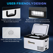 25L Portable Car Fridge Freezer With LED Light and Dual Power For Travel Campervan Grey AOSOM