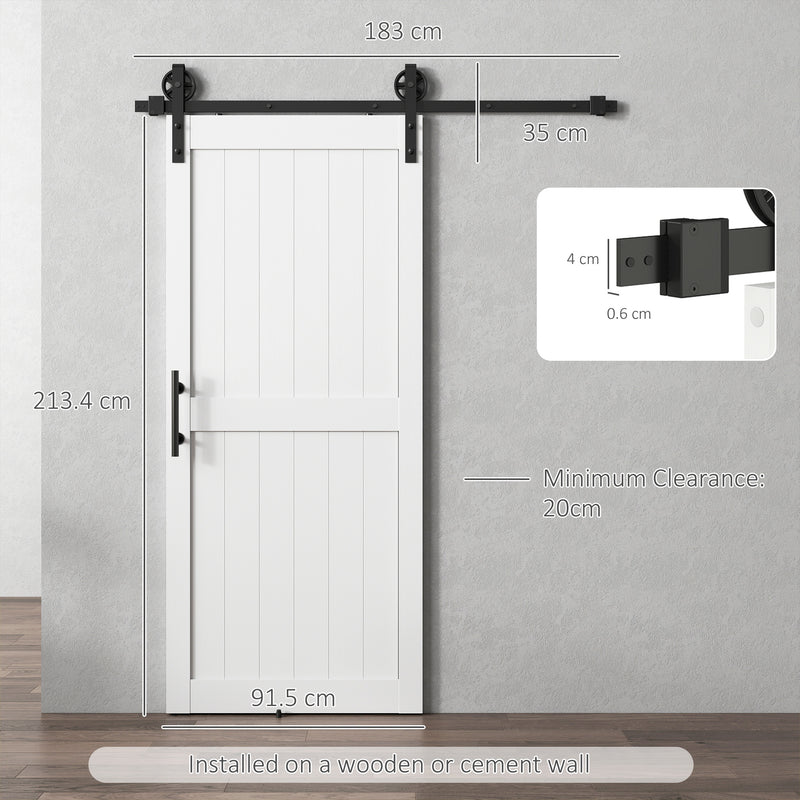 Sliding Barn Door for Quiet Space Saving Access in Kitchens or Utility Rooms White