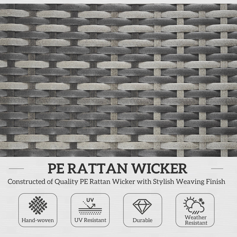 Rattan Folding Sun Lounger with Cushion and Pillow Mixed Grey by Outsunny