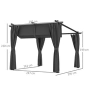 Dark Grey 3 x 3 m Retractable Roof Pergola with Curtains for Garden by Outsunny