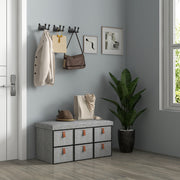 Shoe Storage Bench with Cushioned Seat and 6 Drawers for Hallway or Bedroom Light Grey
