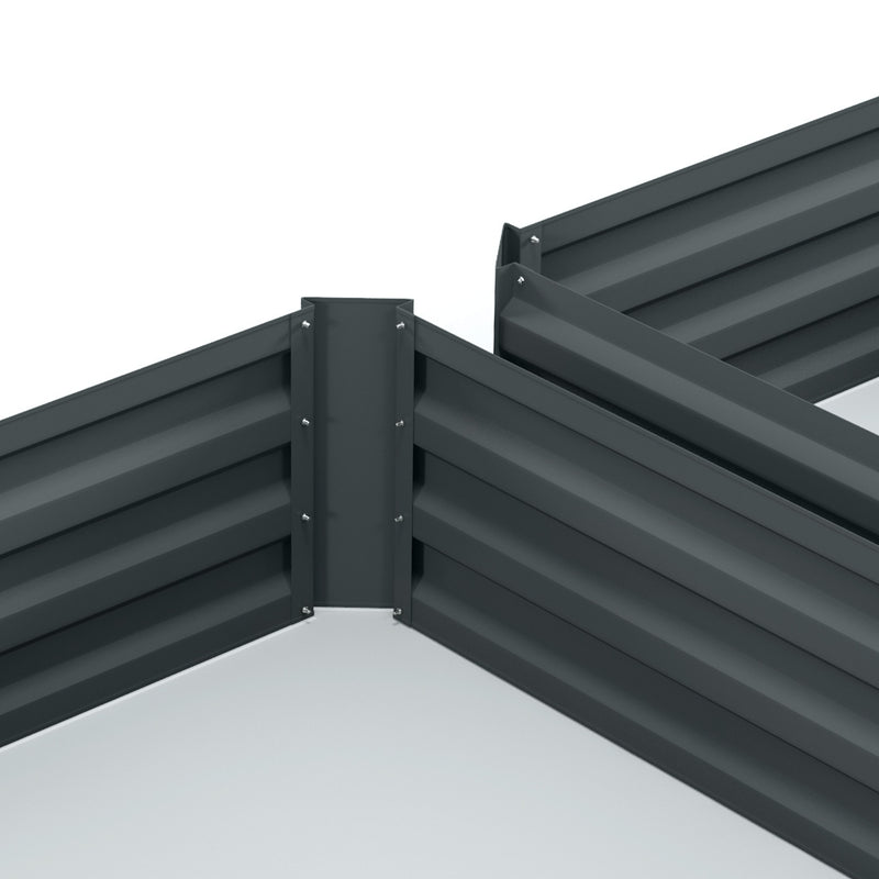 Set of 2 Dark Grey Raised Metal Garden Beds 291L Each For Flowers and Vegetables