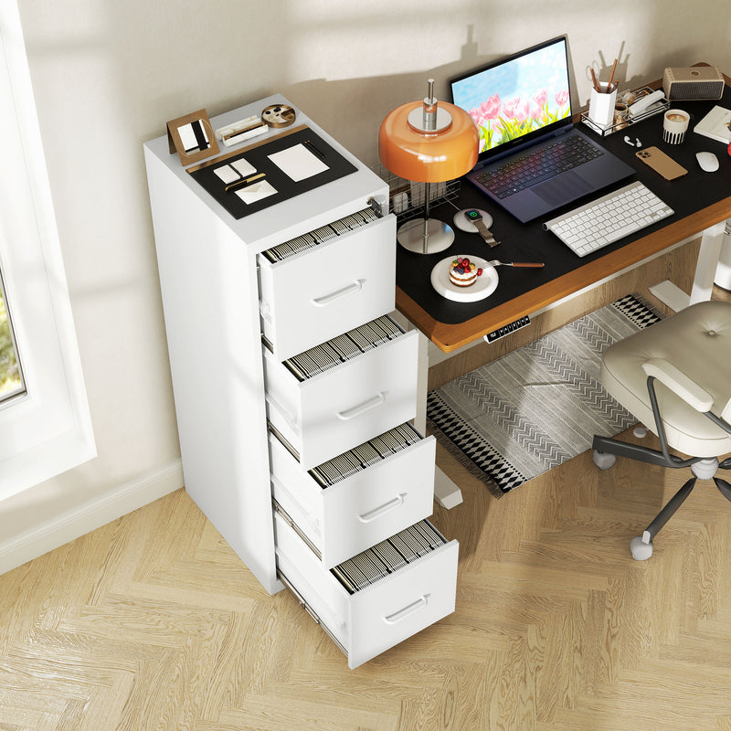 White Four Drawer Steel Filing Cabinet for Home or Office by HOMCOM