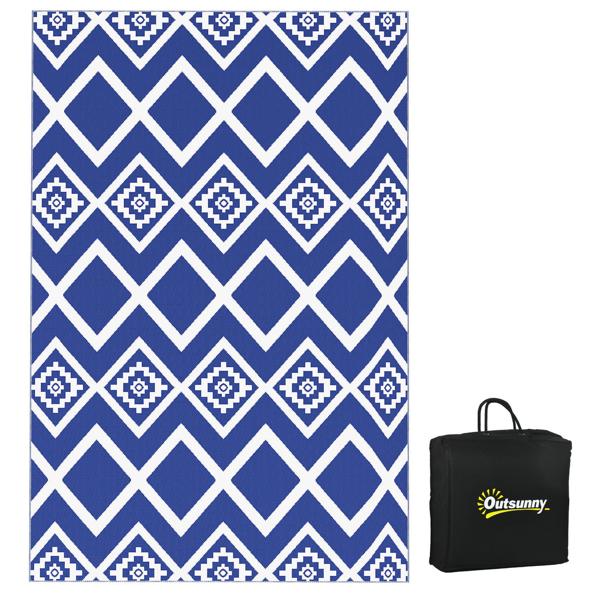 Buy Blue & White Reversible RV Mat With Carry Bag For Camping | Opal Retail