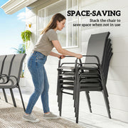 8 Seater Garden Dining Set with Large Rectangular Black Glass Table and Weatherproof Stackable Chairs Outsunny