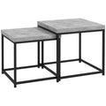 Nesting Tables Set of 2 for Small Living Rooms Space Saving Steel Frame Grey