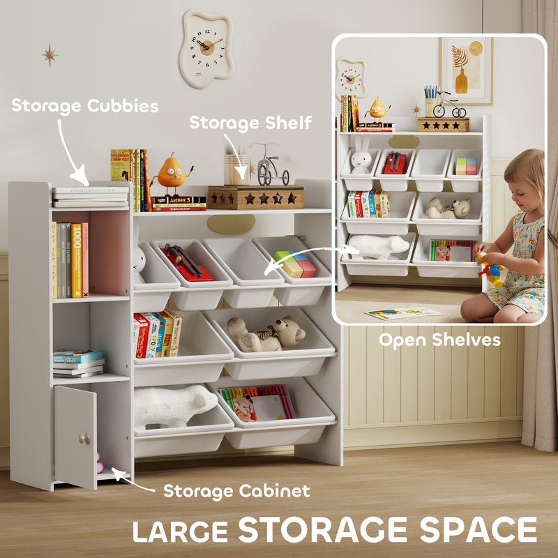 Kids Toy Storage Unit with 8 Removable Bins and Shelves Ideal for Playroom Organisation White AOSOM