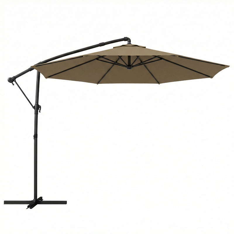 Garden Cantilever Parasol With Adjustable Shade and Base for Patio Comfort, Khaki (Cover Included)