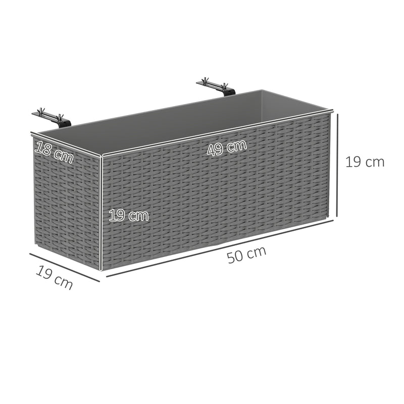 Set of Two Grey Rattan Effect Planters for Garden and Patio by Outsunny