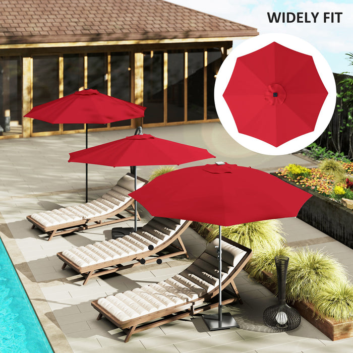 Red 3m Replacement Parasol Canopy with UPF 50 Plus and Top Vent Fits 8 Rib Frames by Outsunny