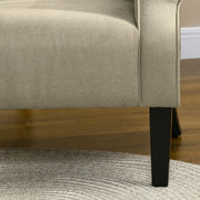 High Back Upholstered Accent Armchair with Rolled Arms and Wood Legs for Lounge, Beige