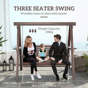 Three Seater Wooden Garden Swing Bench Sturdy Outdoor Seat by Outsunny