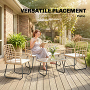 Rattan Garden Furniture Set with Cushions and Coffee Table for Patio or Balcony Natural Wood Outsunny