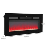 102cm Electric Wall Mounted Fireplace With Remote Control And 9 Flame Colours, Black