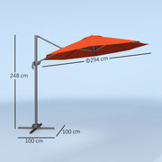 Orange 5 Position Overhanging Garden Parasol for Outdoor Shade by Outsunny