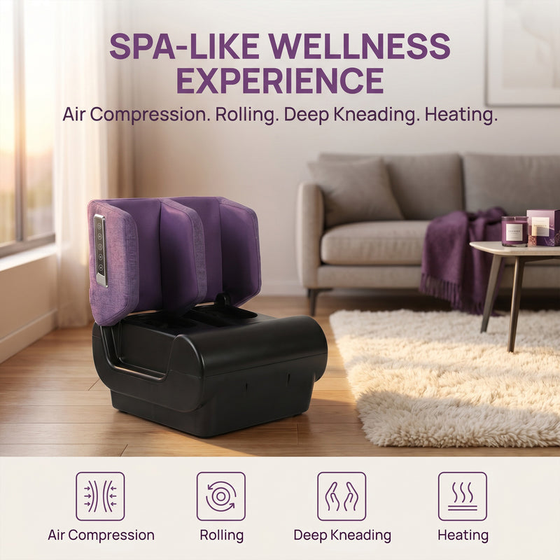 Foldable Foot and Leg Massager with Heat for Home Relaxation and Easy Storage Purple Homcom
