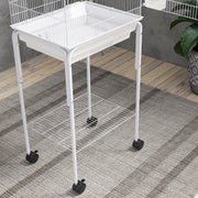 White Bird Cage with Stand and Storage for Budgies Canaries Finches Easy Clean Tray