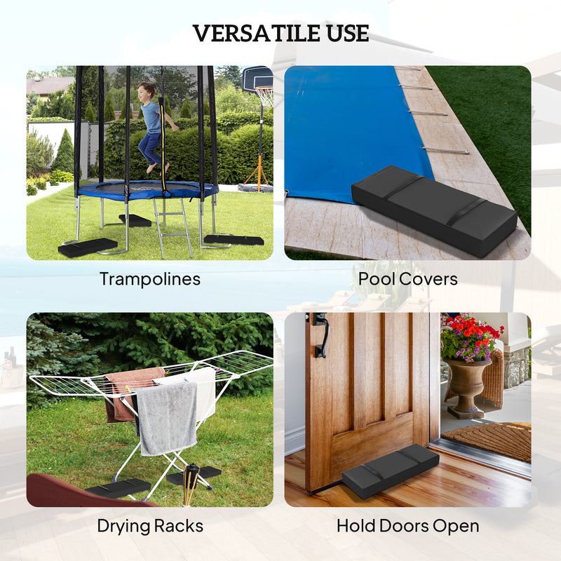 Set of 4 Black Parasol Base Weights 25kg Fillable Sandbags With Handles by Outsunny