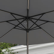Dark Grey 2.65m Garden Parasol With LED Lights For Shaded Outdoor Evenings