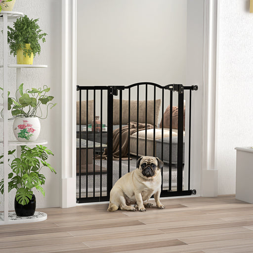 Adjustable Metal Pet Safety Gate with Auto Close Door for Doorways and Stairs Black
