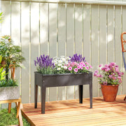 Raised Metal Garden Planter for Easy Standing Gardening on Balconies and Patios Black AOSOM