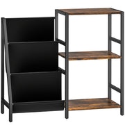 Rustic Brown 3 Tier Record Player Stand With Storage For Living Room Or Bedroom Use