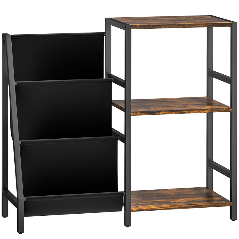 Rustic Brown 3 Tier Record Player Stand With Storage For Living Room Or Bedroom Use