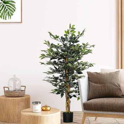 130cm Tall Artificial Ficus Tree with Natural Trunks for Indoor or Outdoor Display Green