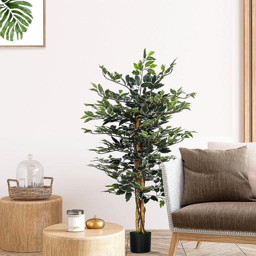 130cm Tall Artificial Ficus Tree with Natural Trunks for Indoor or Outdoor Display Green