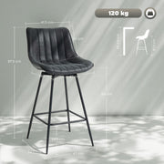 Set of 2 PU Leather Swivel Bar Stools with Adjustable Height for Kitchen Breakfast Bar Black