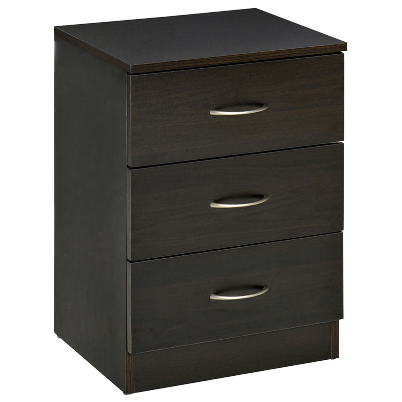 Bedside Table with 3 Drawers for Organising Night-Time Essentials Black