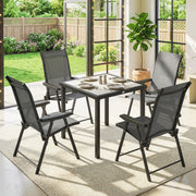 Outdoor Dining Set for 4 with Foldable Chairs and Compact Table for Small Gardens Grey Outsunny
