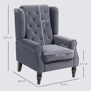 Charcoal Grey Wingback Accent Chair with Tufted Upholstery for Living Room or Bedroom by HOMCOM