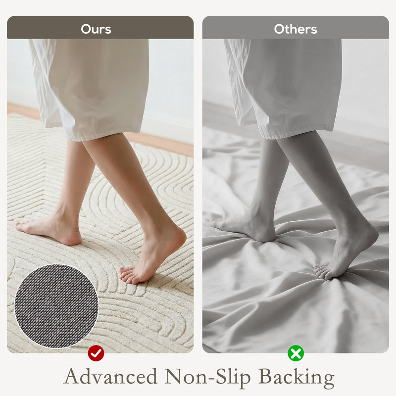 Living Room Rug with Thick Soft Pile and Slip Resistant Backing Cream AOSOM