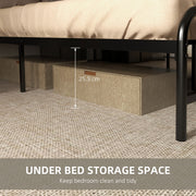 Double Bed Frame with Wood Headboard and Steel Slats for Storage and Support Rustic Brown