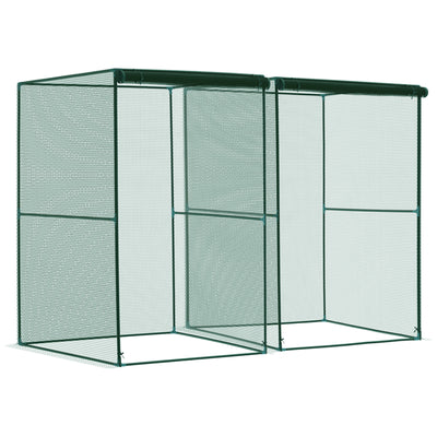 Set of 2 Dark Green Fruit Cage Netting Tents with Zipped Door for Plant Protection by Outsunny