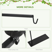 Adjustable Reptile Lamp Stand with Hook and Stable Base for Terrariums Black AOSOM