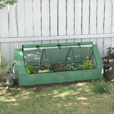Portable Mini Polytunnel Greenhouse With Mesh Windows Ideal for Outdoor Growing Green