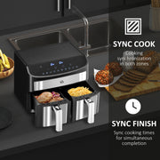 Dual Zone Air Fryer 8L 10 in 1 With Sync Cook Timer for Healthy Low Fat Meals Black