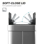 Sensor Kitchen Bin 55L Hands Free with Slim Space Saving Design Silver Tone Homcom