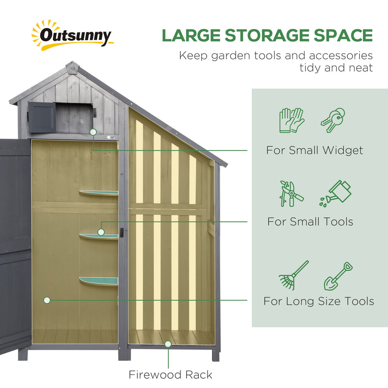 Grey Garden Storage Shed with Shelves and Tilt Roof Ideal for Tools and Outdoor Gear